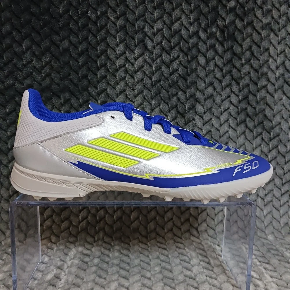 Adidas F50 League TF Junior Soccer Turf Boots Messi Pack Blue Silver Size 5